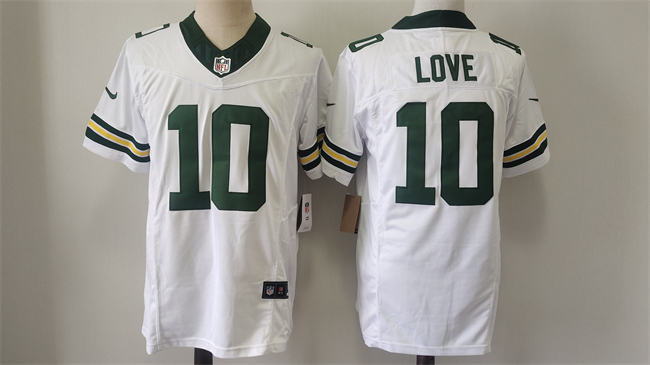 Men's Green Bay Packers #10 Jordan Love White Vapor 2024 F.U.S.E. Limited Football Stitched Jersey